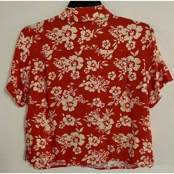 Wild Fable‎ Hawaiian Shirt Womens Size M Rayon Multicolor Floral Short Sleeve - Picture 2 of 6